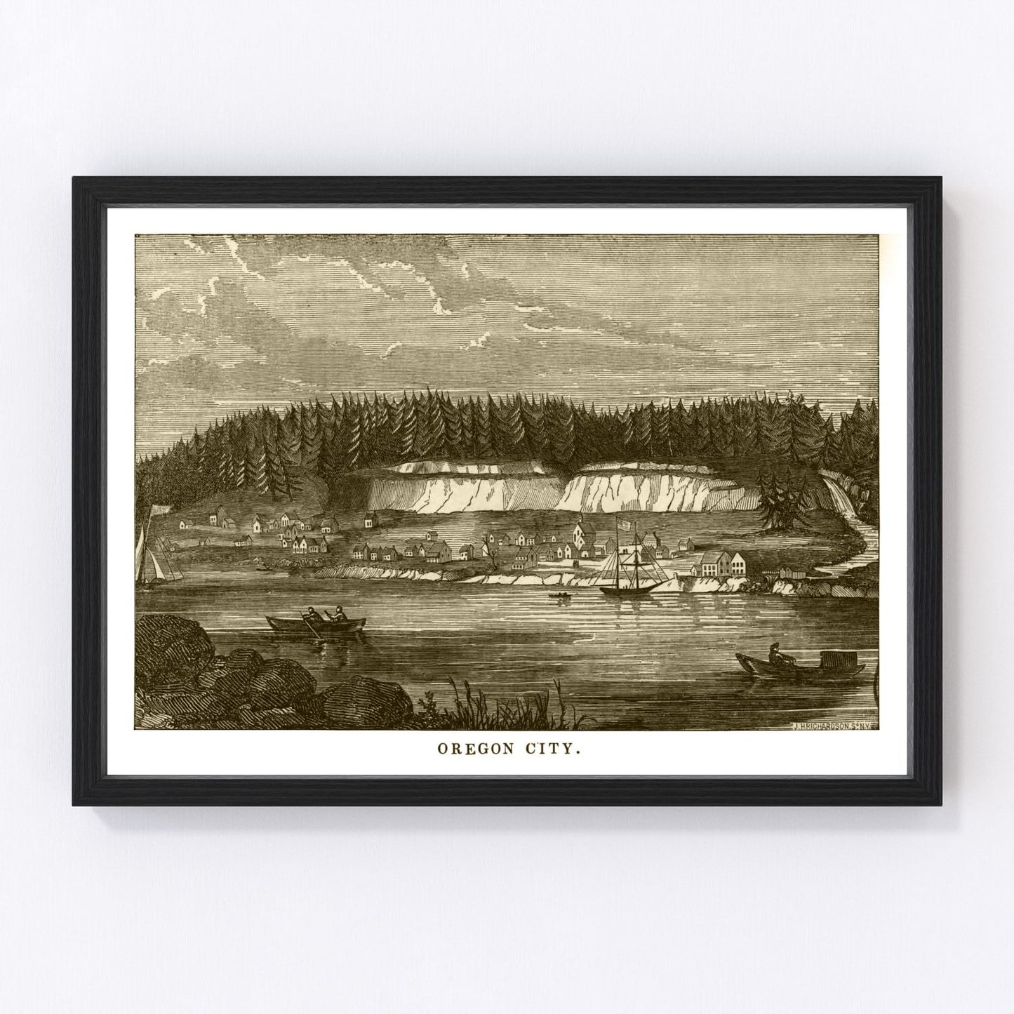 Vintage map of Oregon City, Oregon, 1880