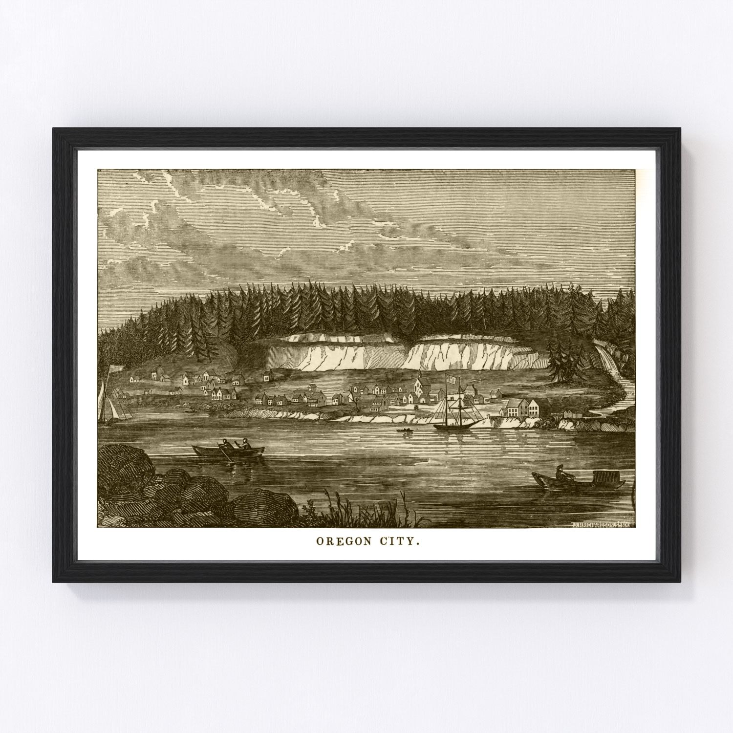 Vintage map of Oregon City, Oregon, 1880