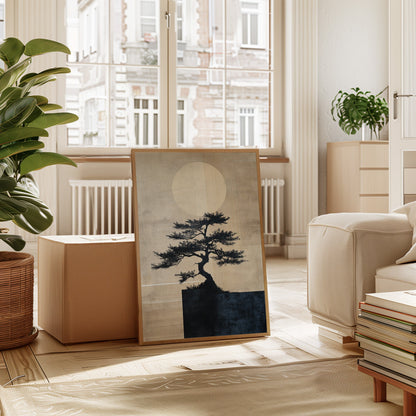 Zen Bonsai Tree Minimalist Japanese Wall Art