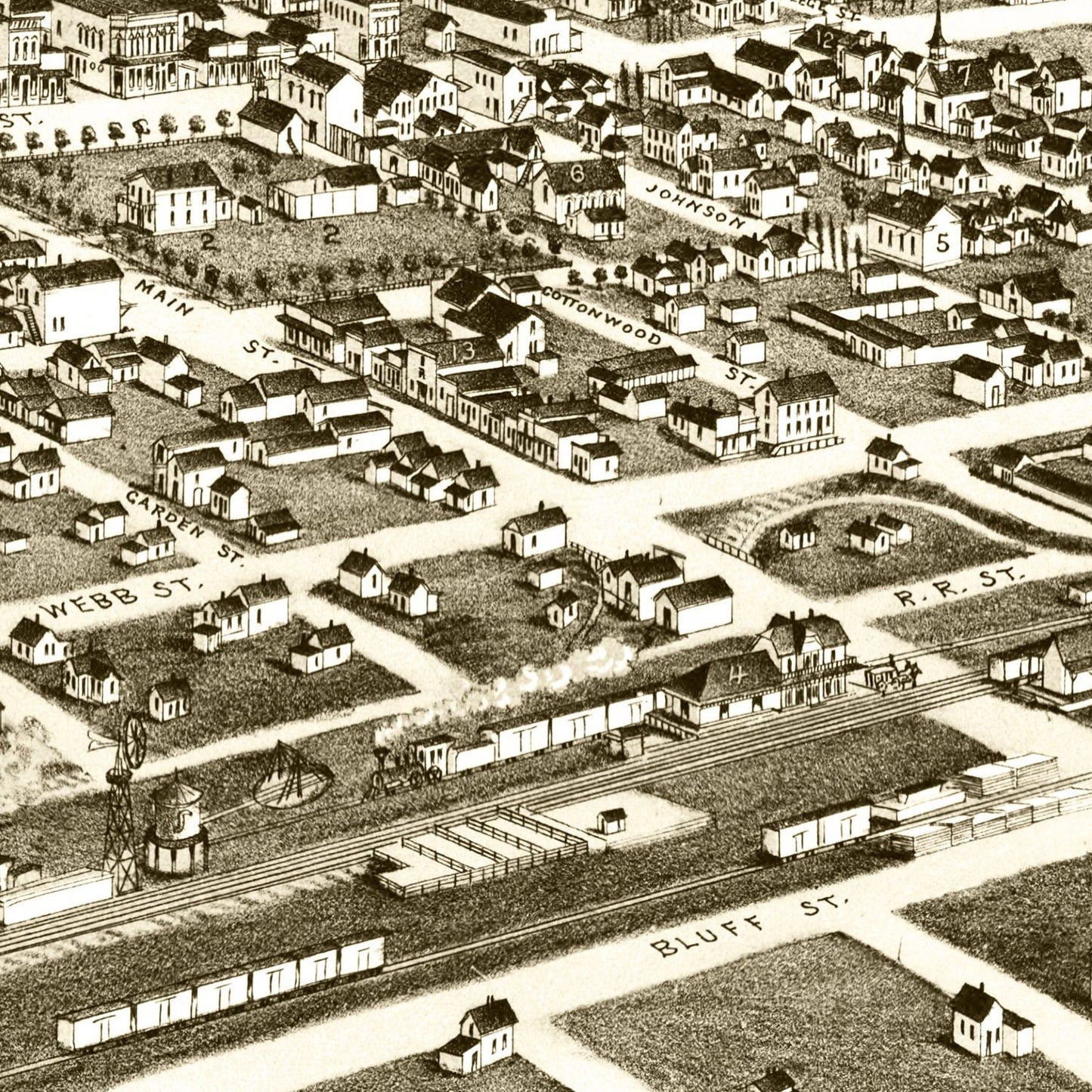 Vintage Map of Pendleton, Oregon, 1884