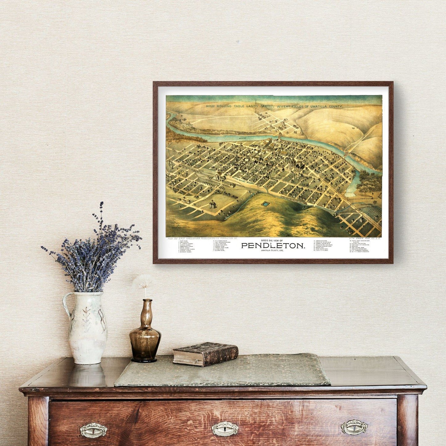 Vintage Map of Pendleton, Oregon, 1890
