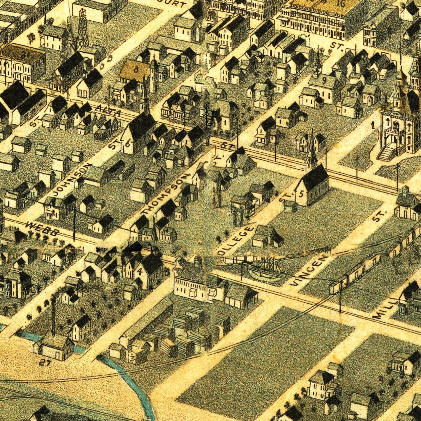 Vintage Map of Pendleton, Oregon, 1890