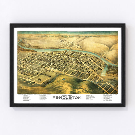Vintage map of Pendleton, Oregon, 1890