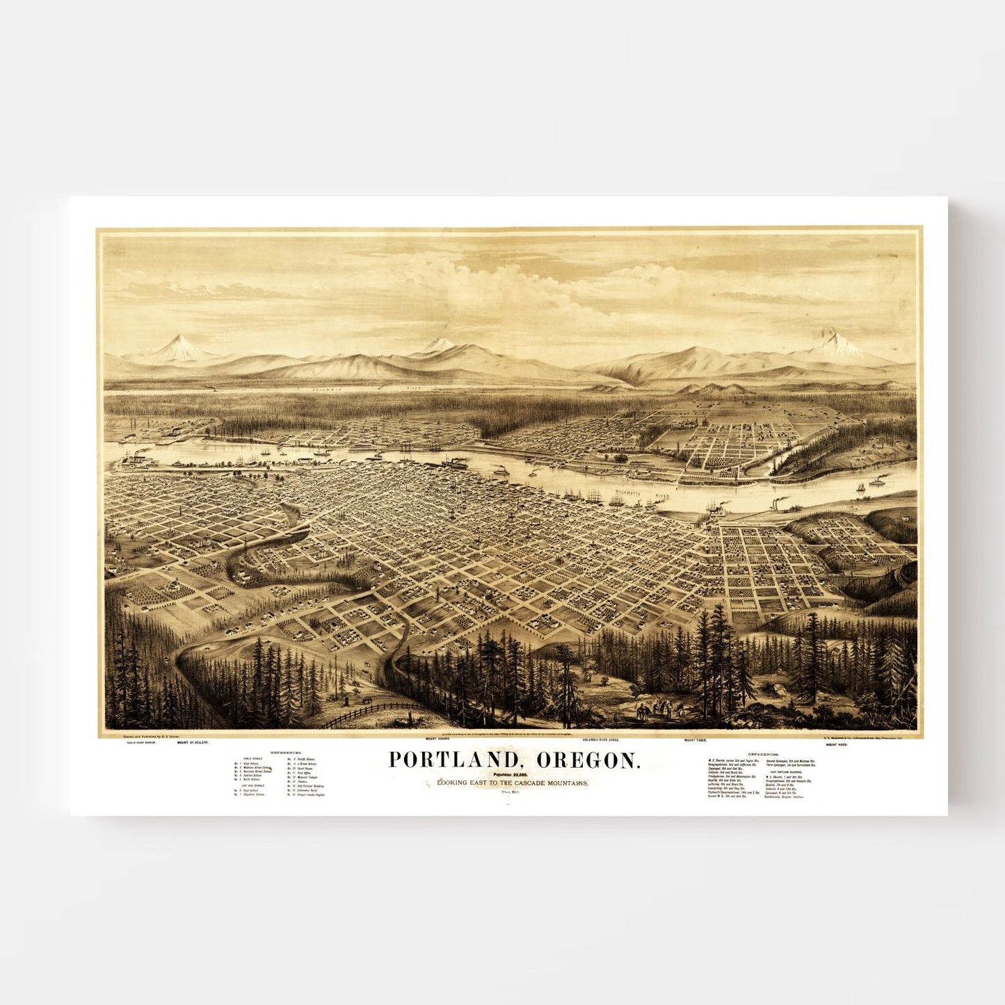 Vintage Map of Portland, Oregon, 1879