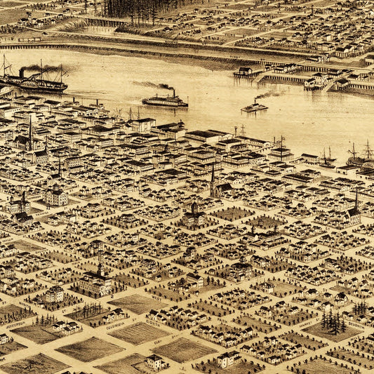 Vintage Map of Portland, Oregon, 1879