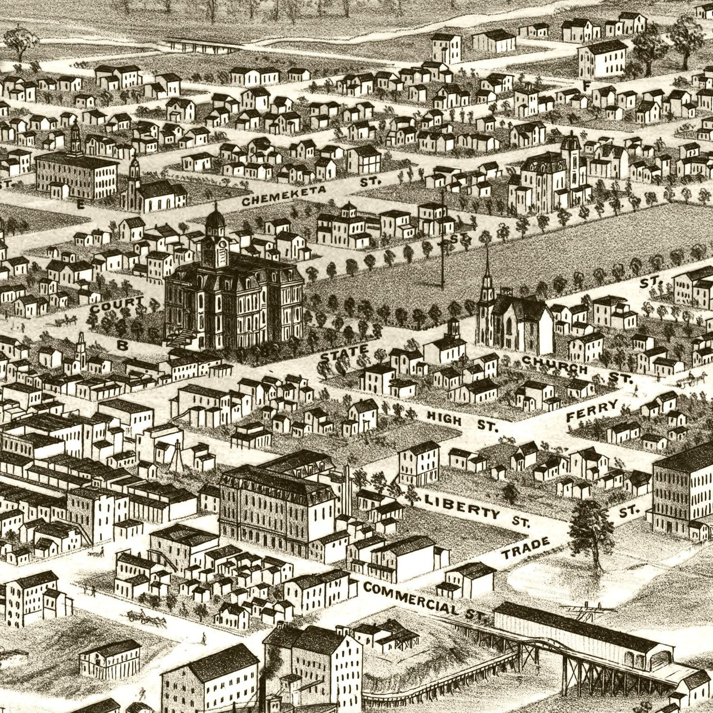 Vintage Map of Salem, Oregon, 1876