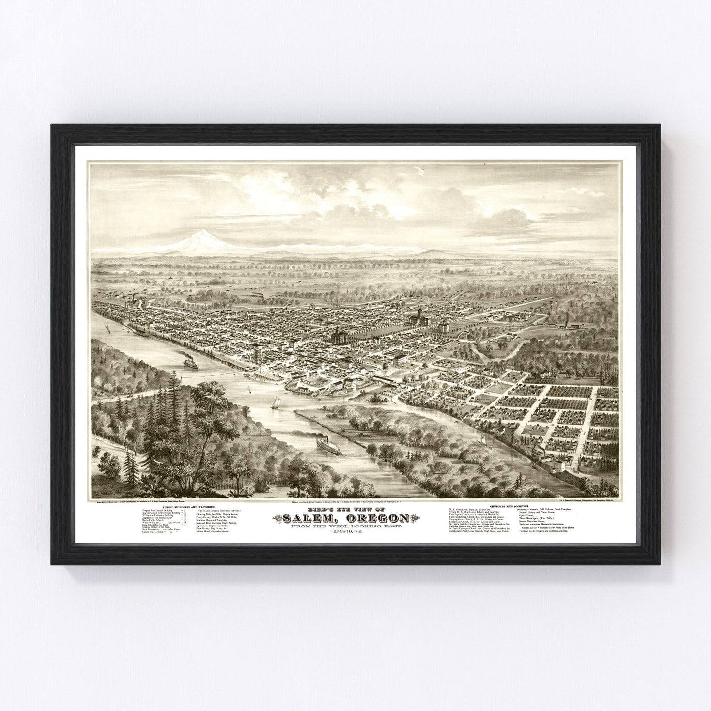 vintage map of Salem, Oregon, 1876