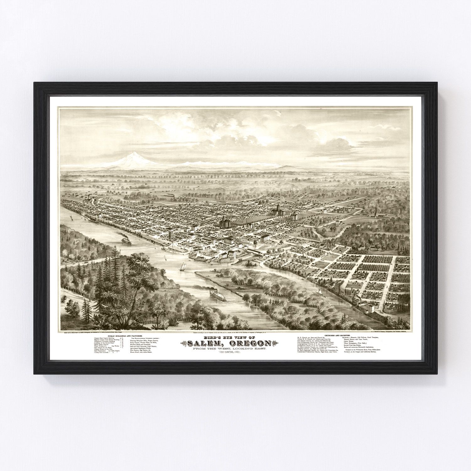 vintage map of Salem, Oregon, 1876