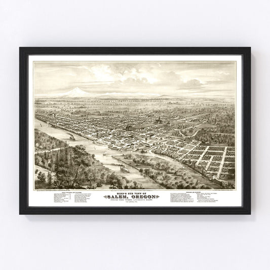 vintage map of Salem, Oregon, 1876