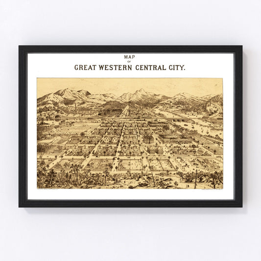 Vintage map of Central City, Colorado, 1887, digitally restored antique cartographic print