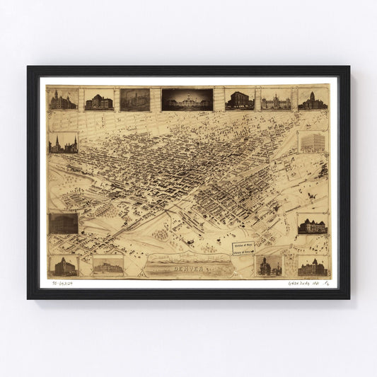 vintage map of Denver, Colorado, 1881