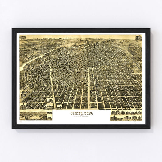vintage map of Denver, Colorado, 1889