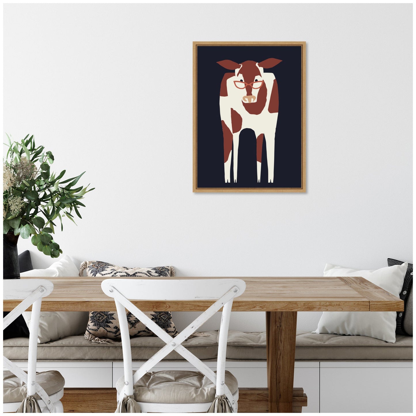 Farm Cow Framed Canvas Wall Art