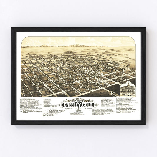 vintage map of Greeley, Colorado, 1882