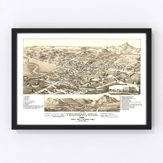 vintage map of Trinidad, Colorado, 1882