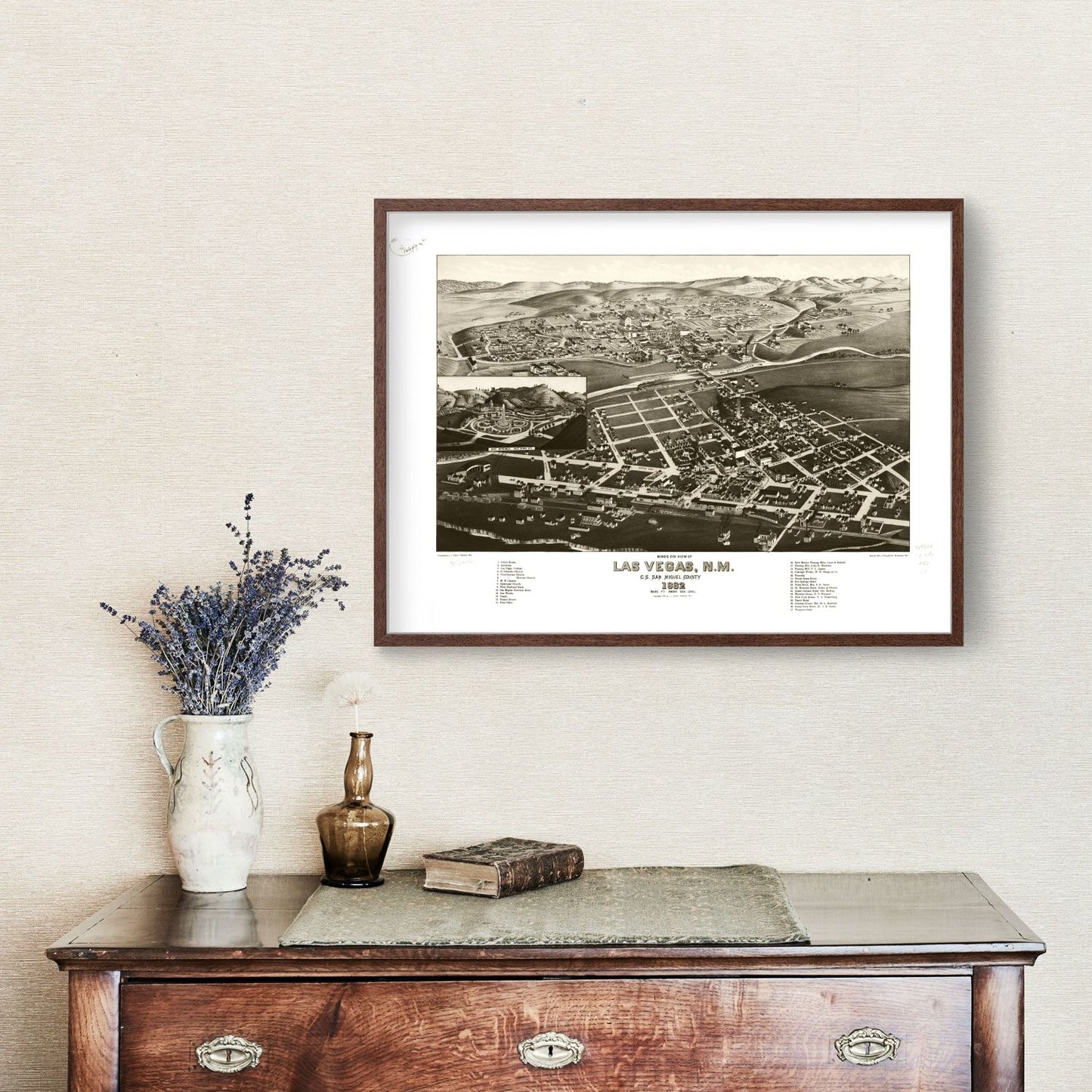 Vintage Map of Las Vegas, New Mexico, 1882