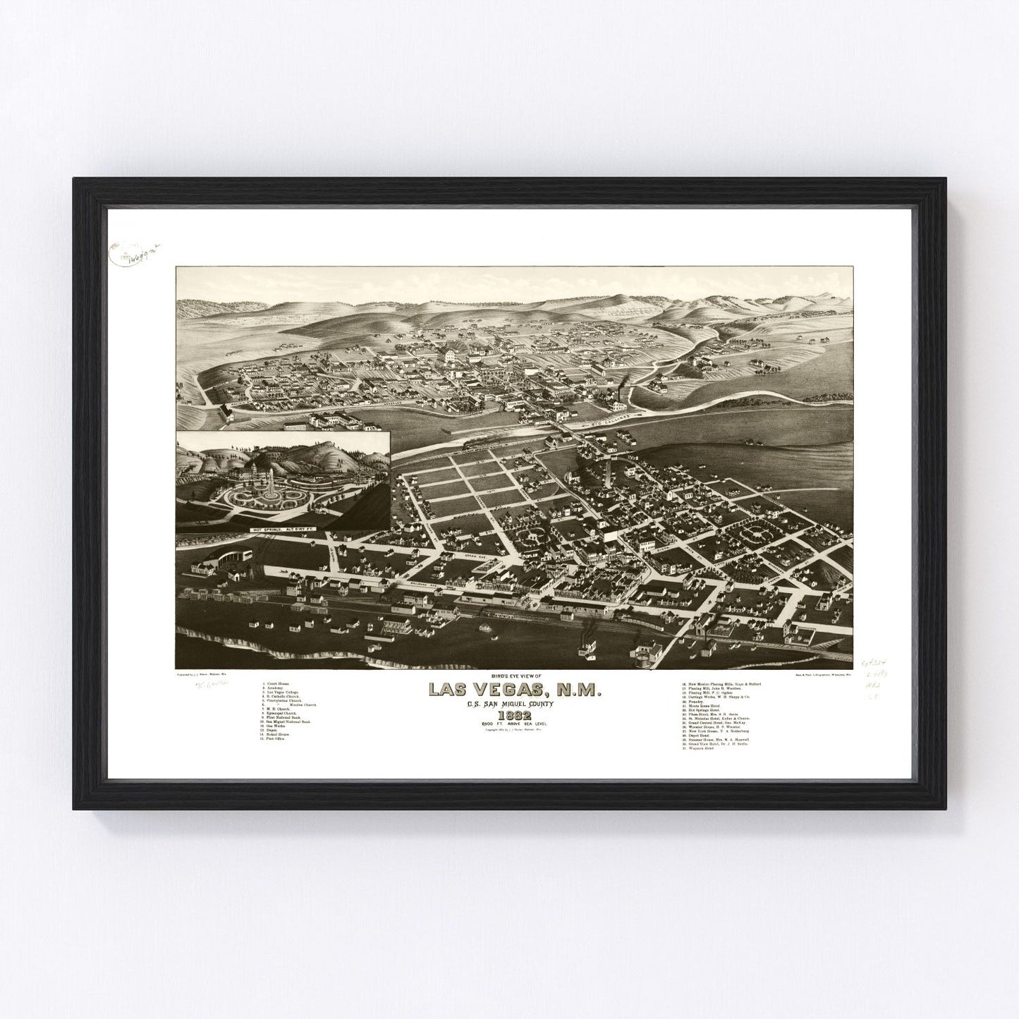 Vintage map of Las Vegas, New Mexico, 1882