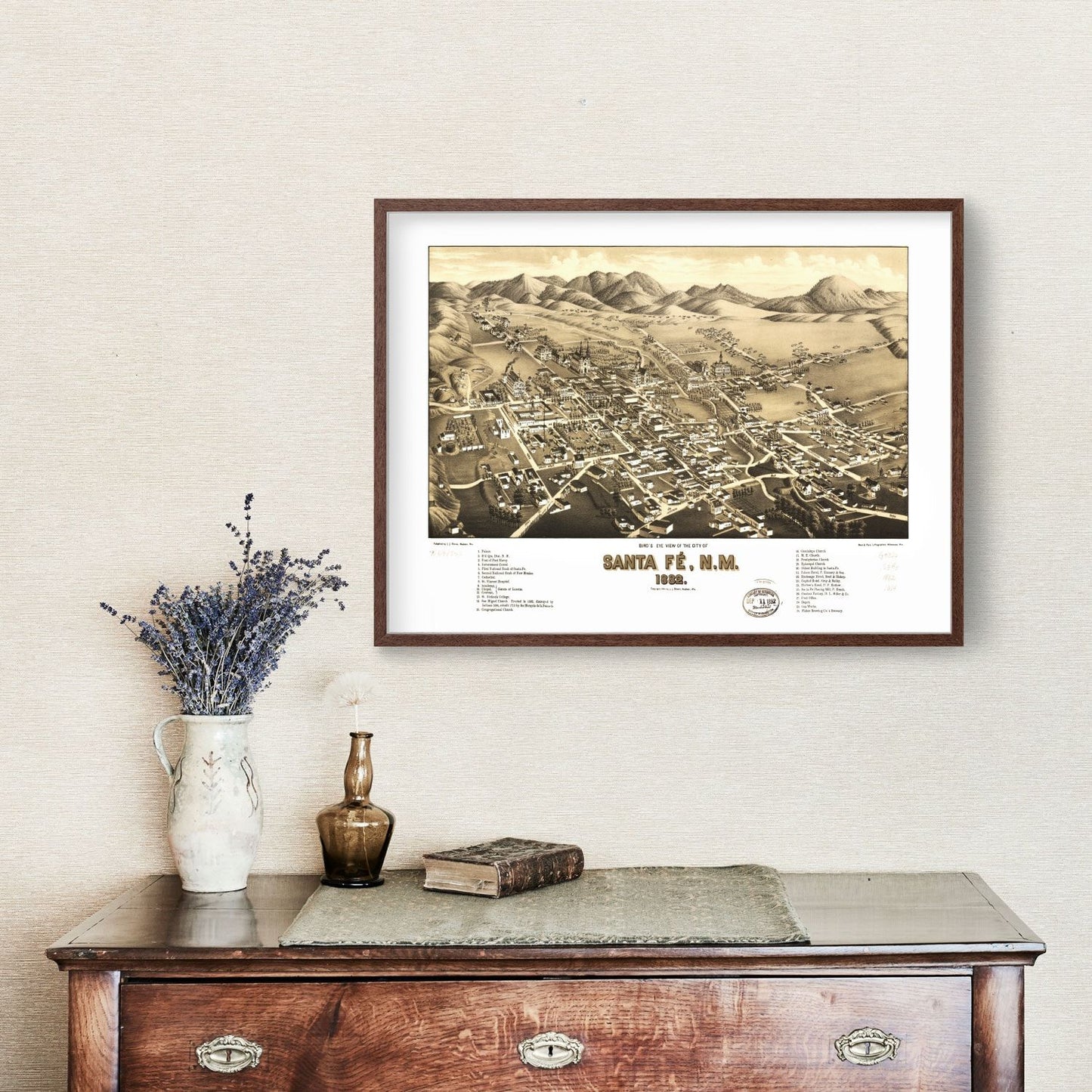 Vintage Map of Santa Fe, New Mexico, 1882