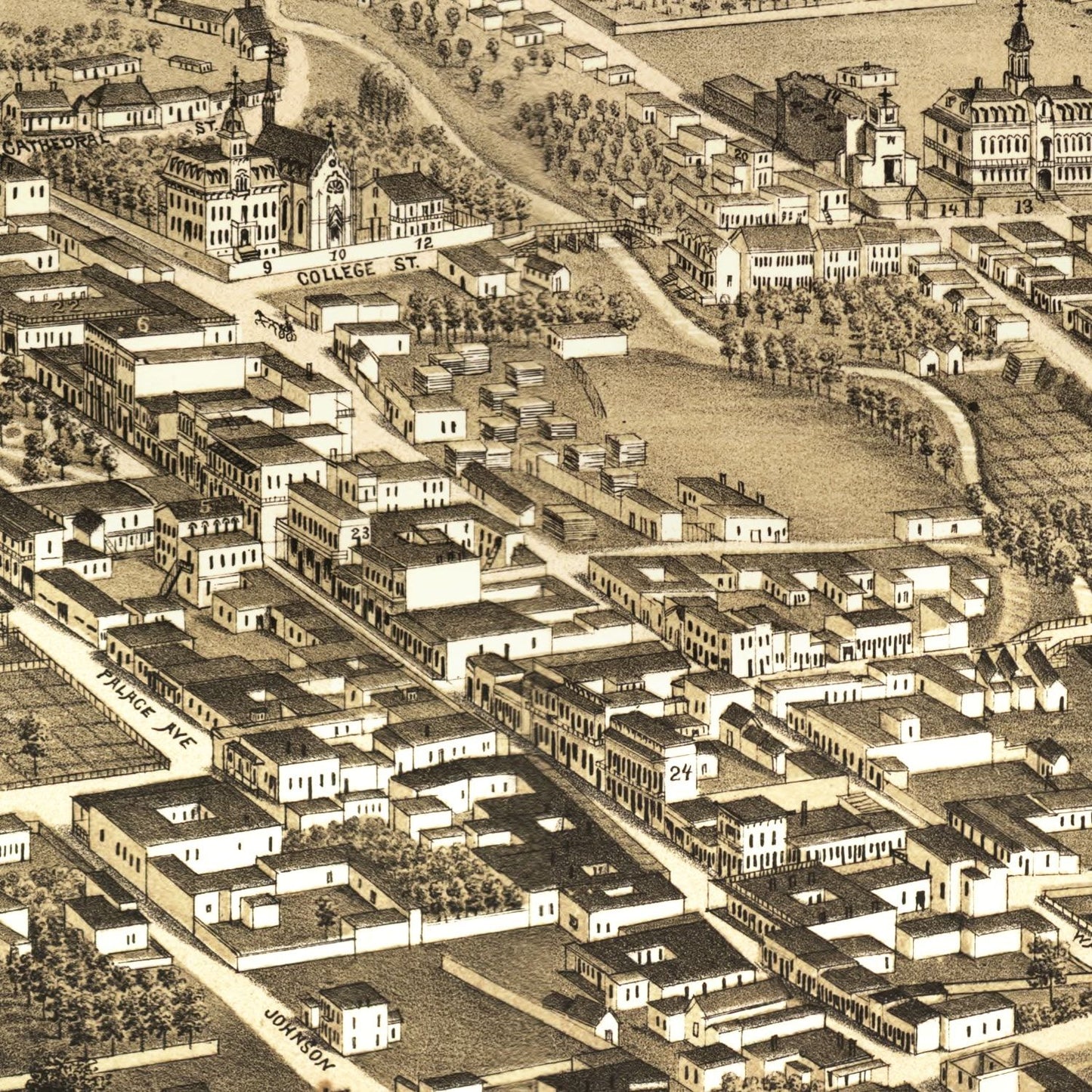 Vintage Map of Santa Fe, New Mexico, 1882