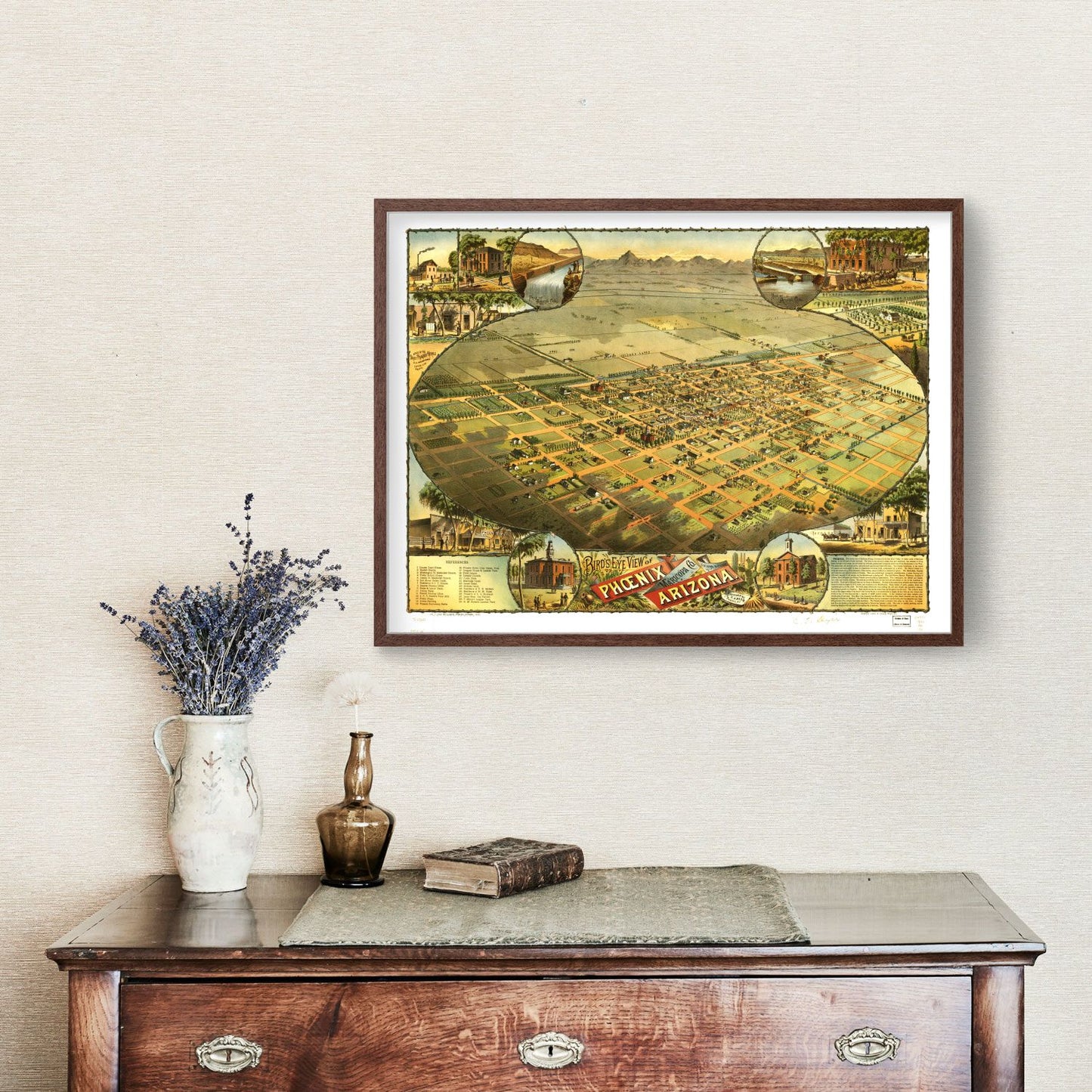 Vintage Map of Phoenix, Arizona, 1885