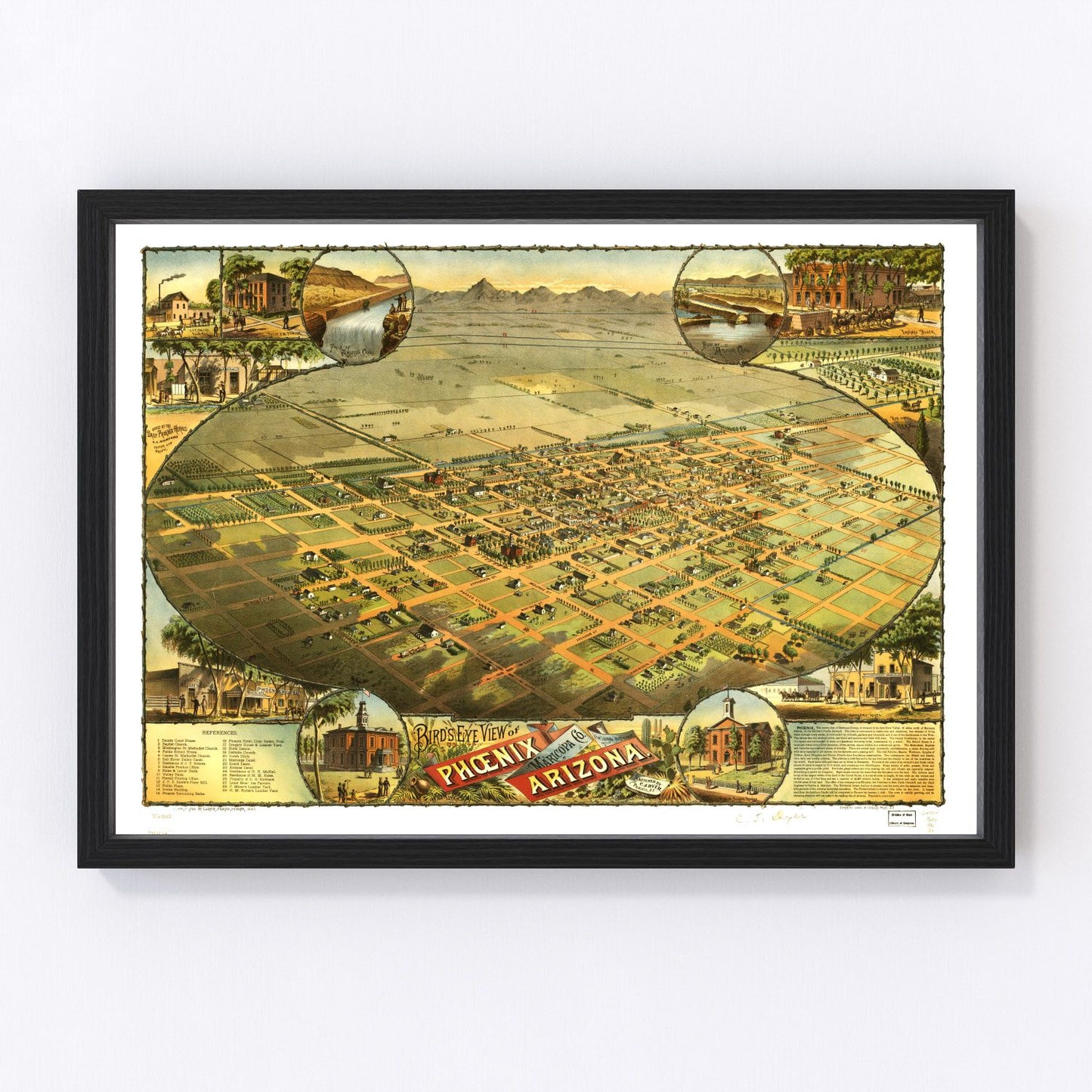 Vintage map of Phoenix, Arizona, 1885