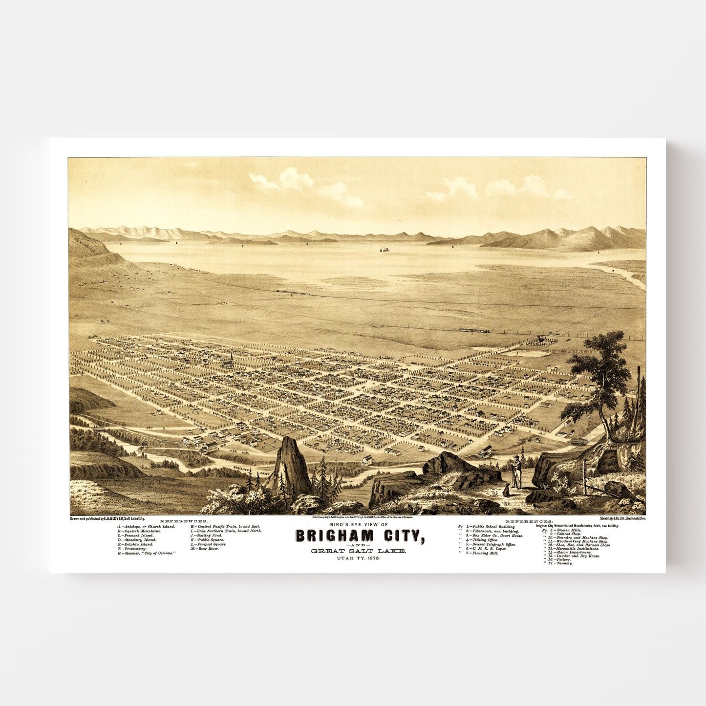 Vintage Map of Brigham City, Utah, 1875