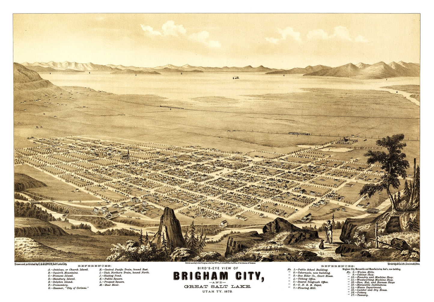 Vintage Map of Brigham City, Utah, 1875