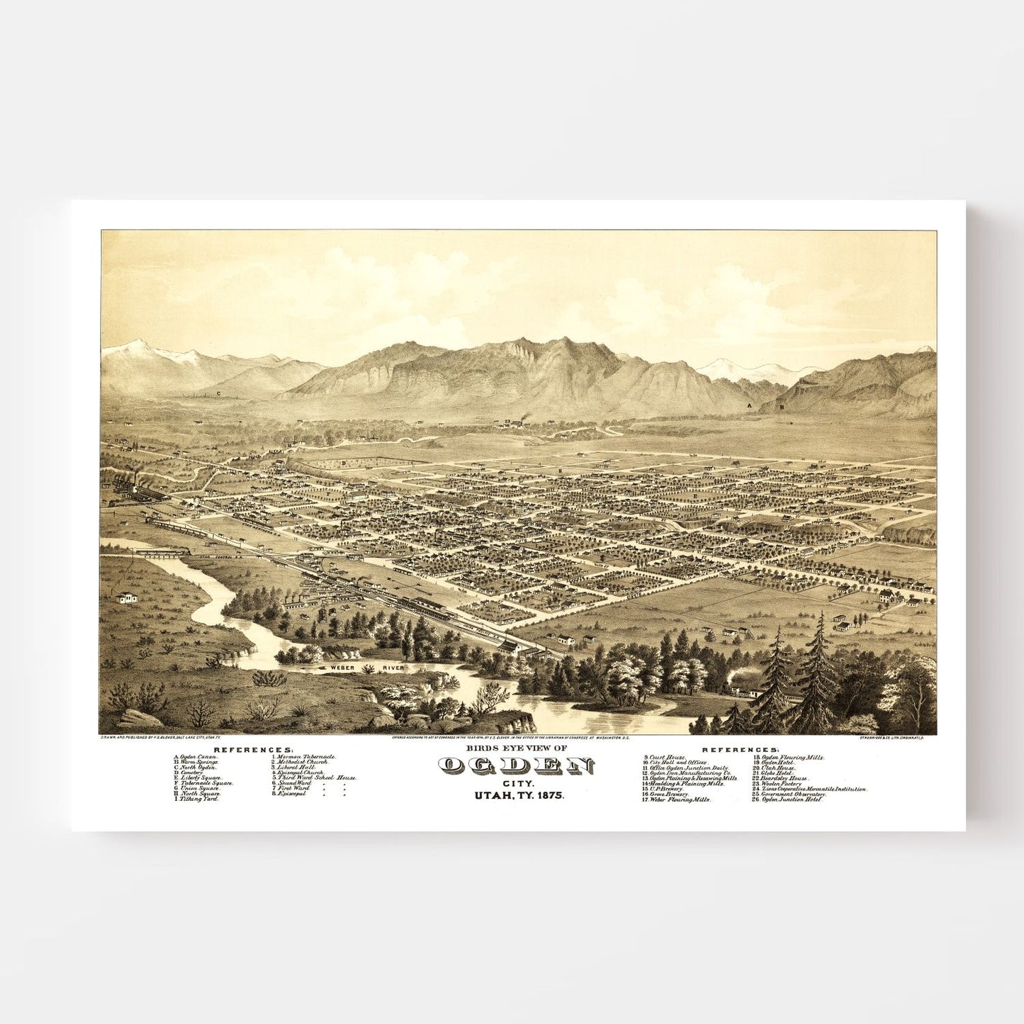 Vintage Map of Ogden, Utah, 1875
