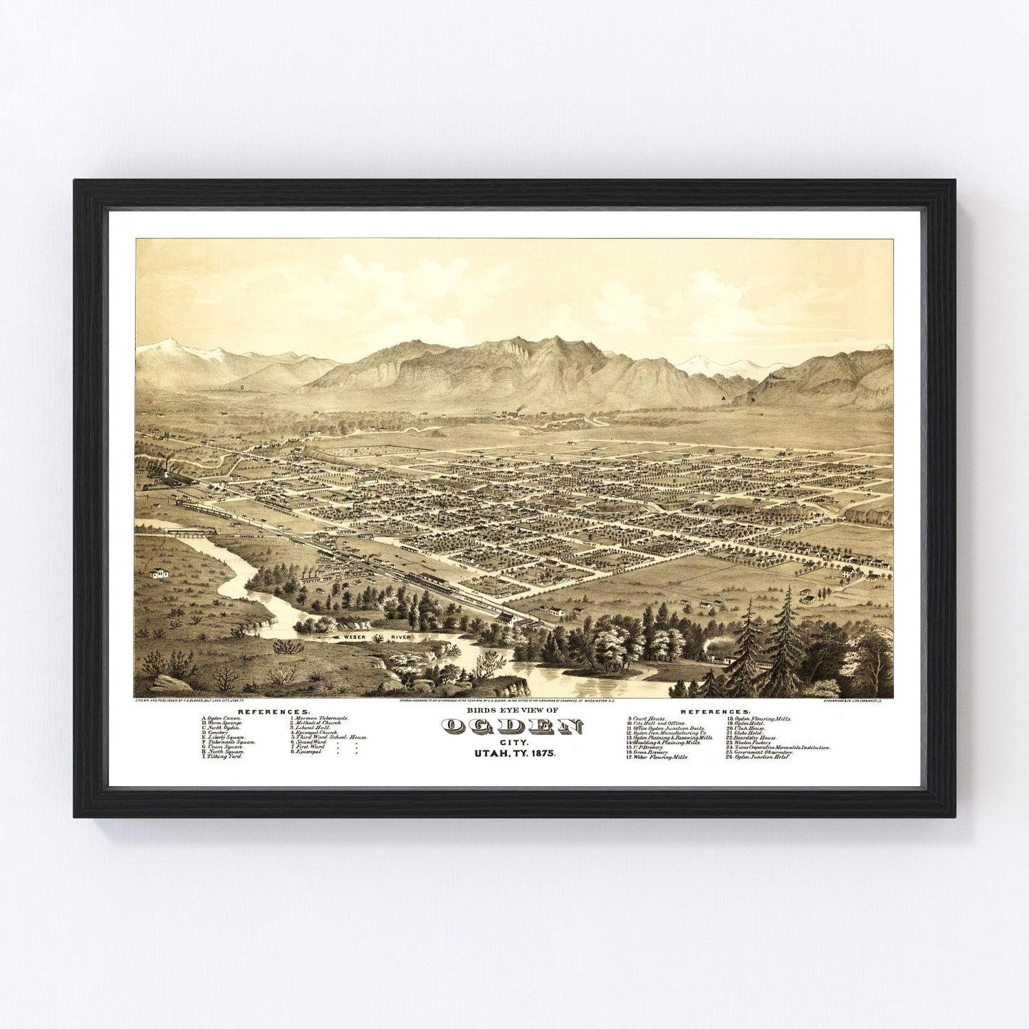 vintage map of Ogden, Utah, 1875