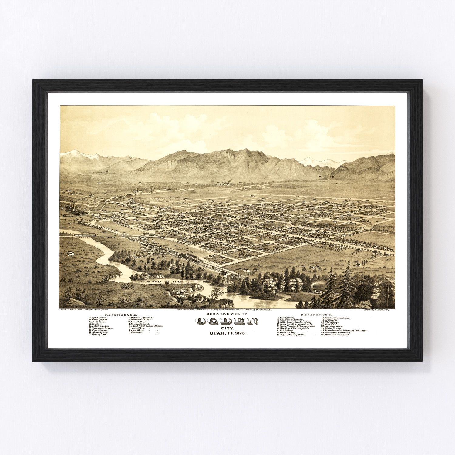 vintage map of Ogden, Utah, 1875