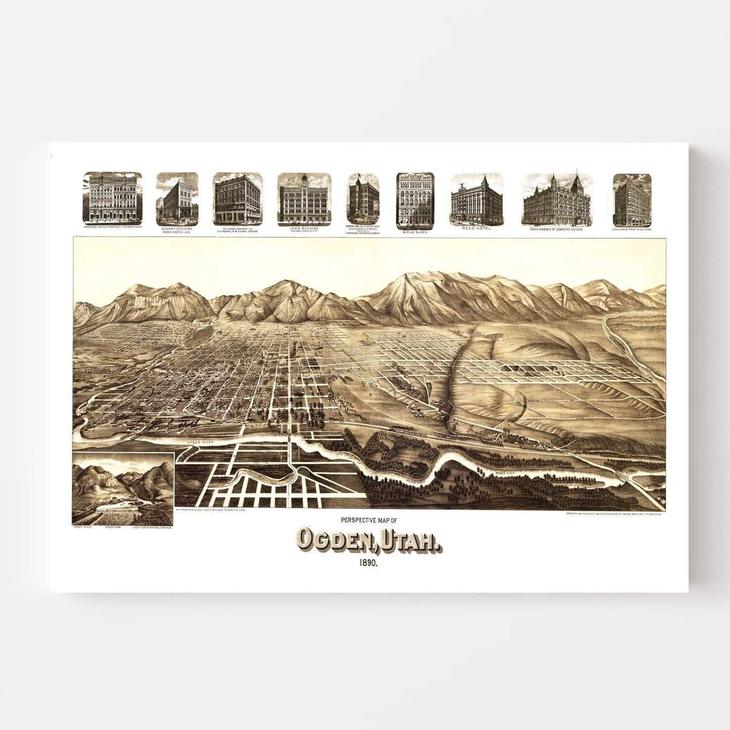 Vintage Map of Ogden, Utah, 1890