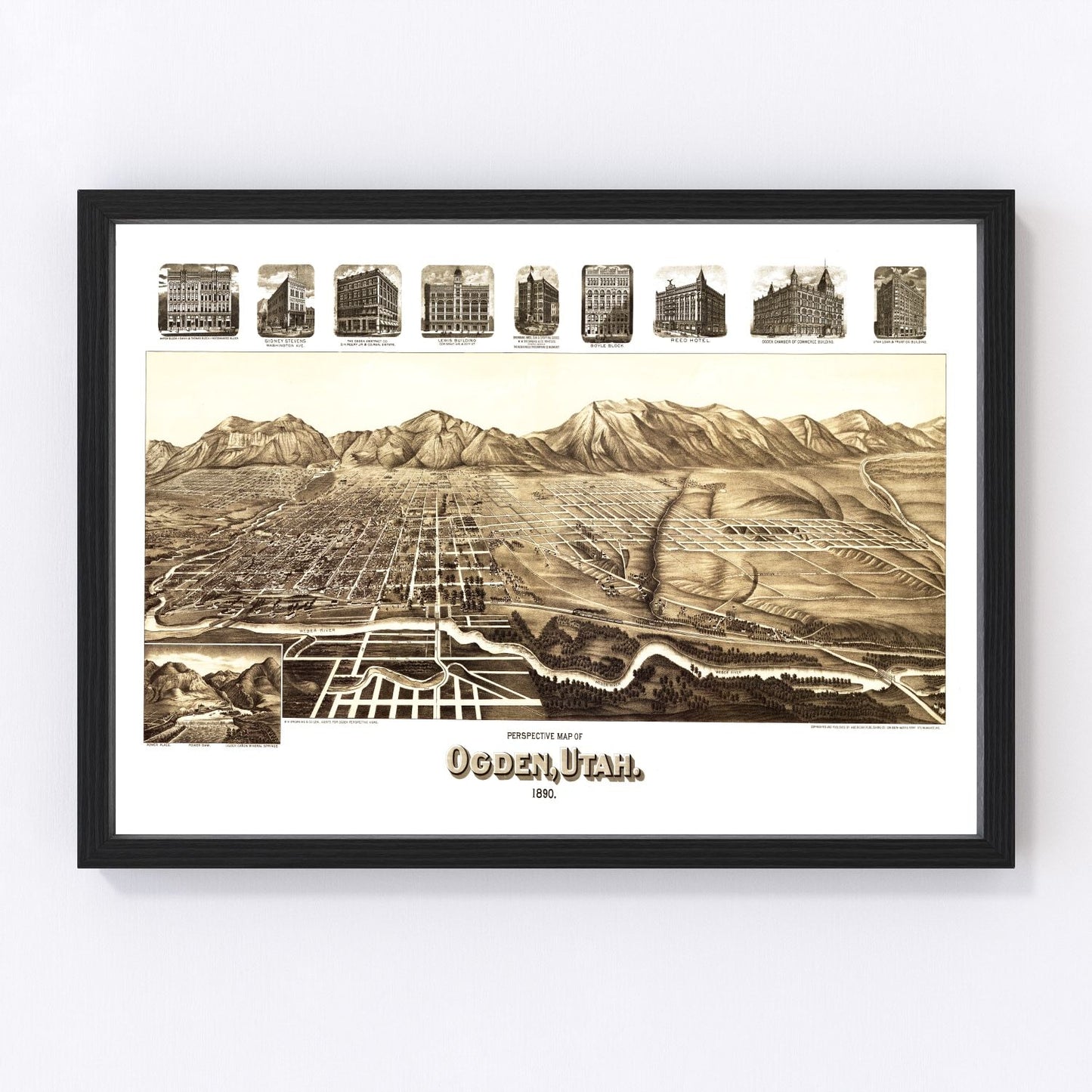 Vintage map of Ogden, Utah, 1890