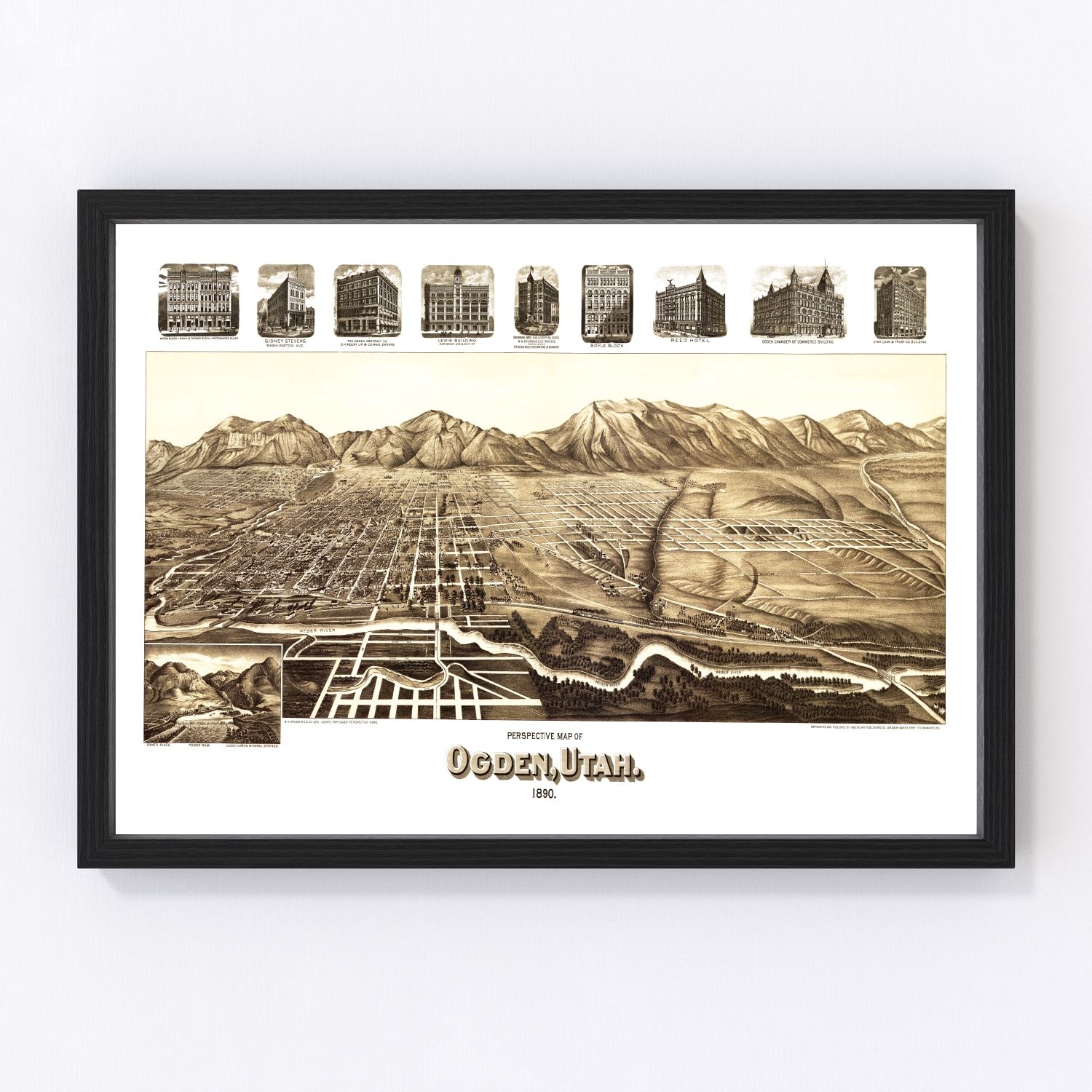 Vintage map of Ogden, Utah, 1890