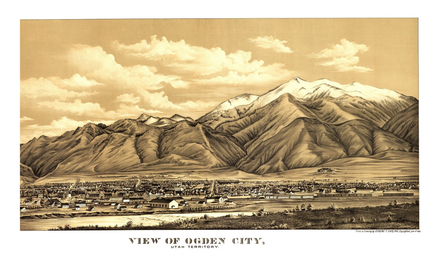 Vintage Map of Ogden, Utah, 1889
