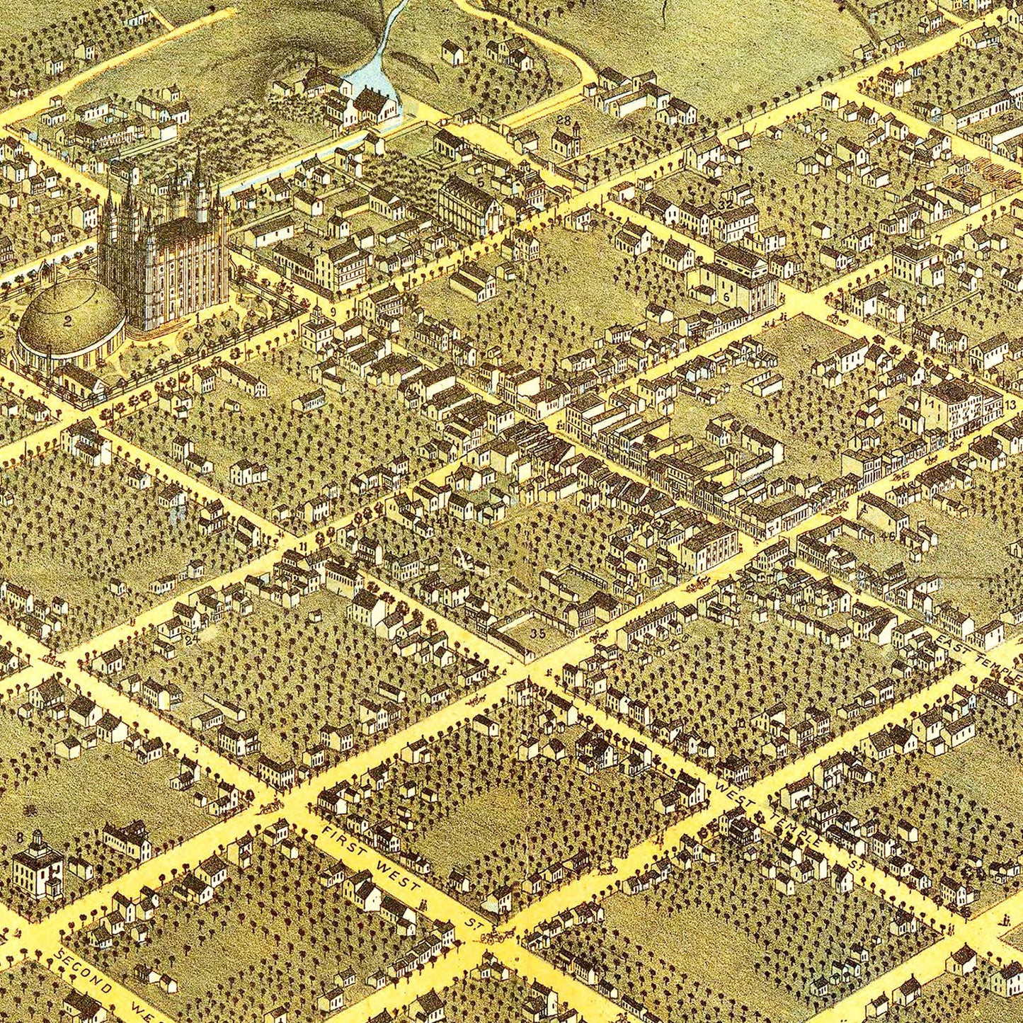 Vintage Map of Salt Lake City, Utah, 1870
