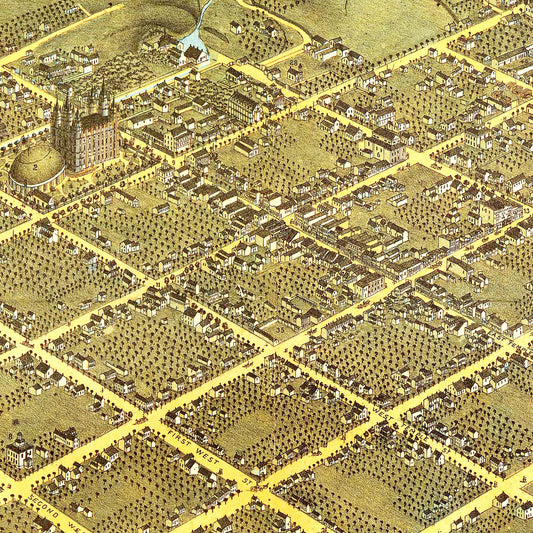 Vintage Map of Salt Lake City, Utah, 1870