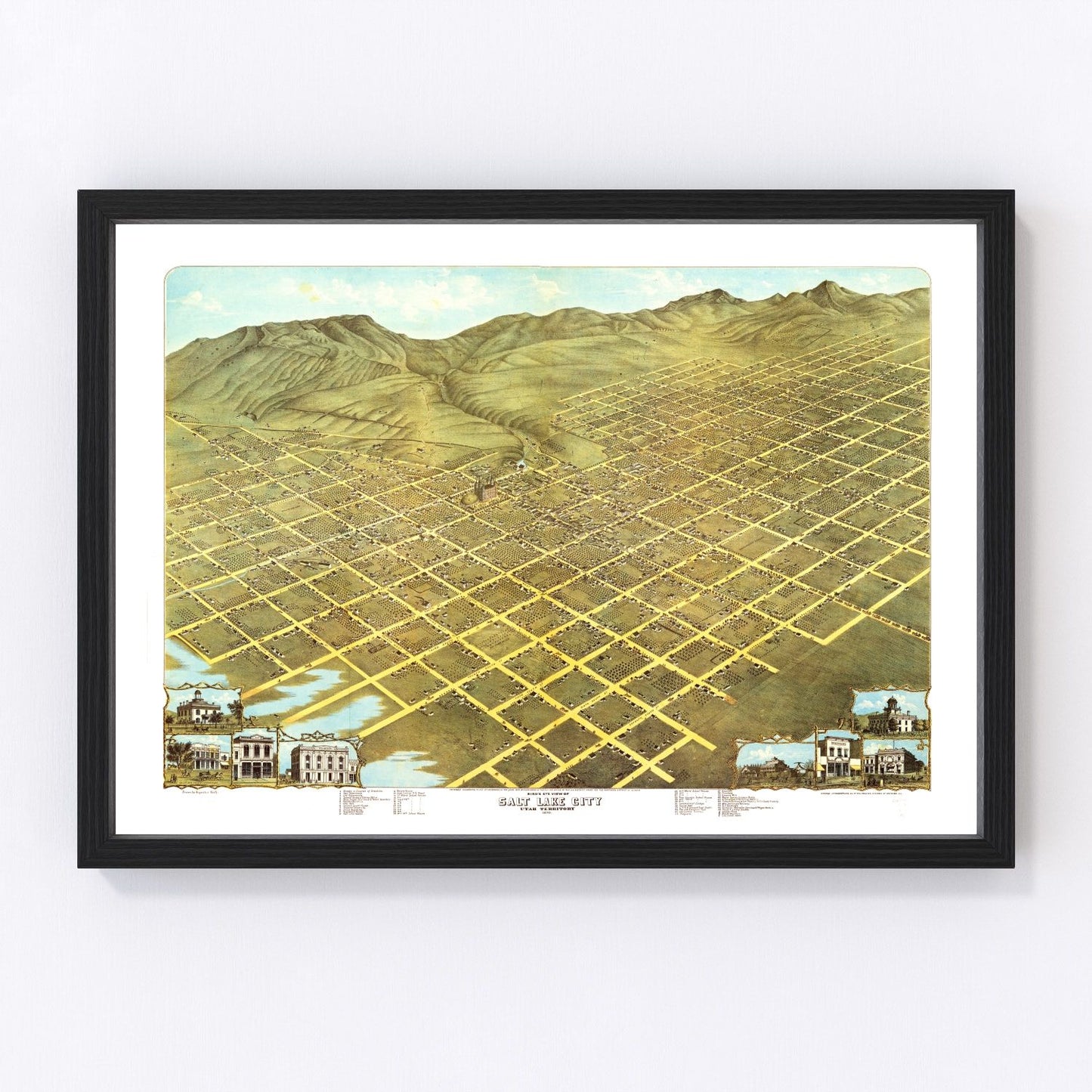 vintage map of Salt Lake City, Utah, 1870