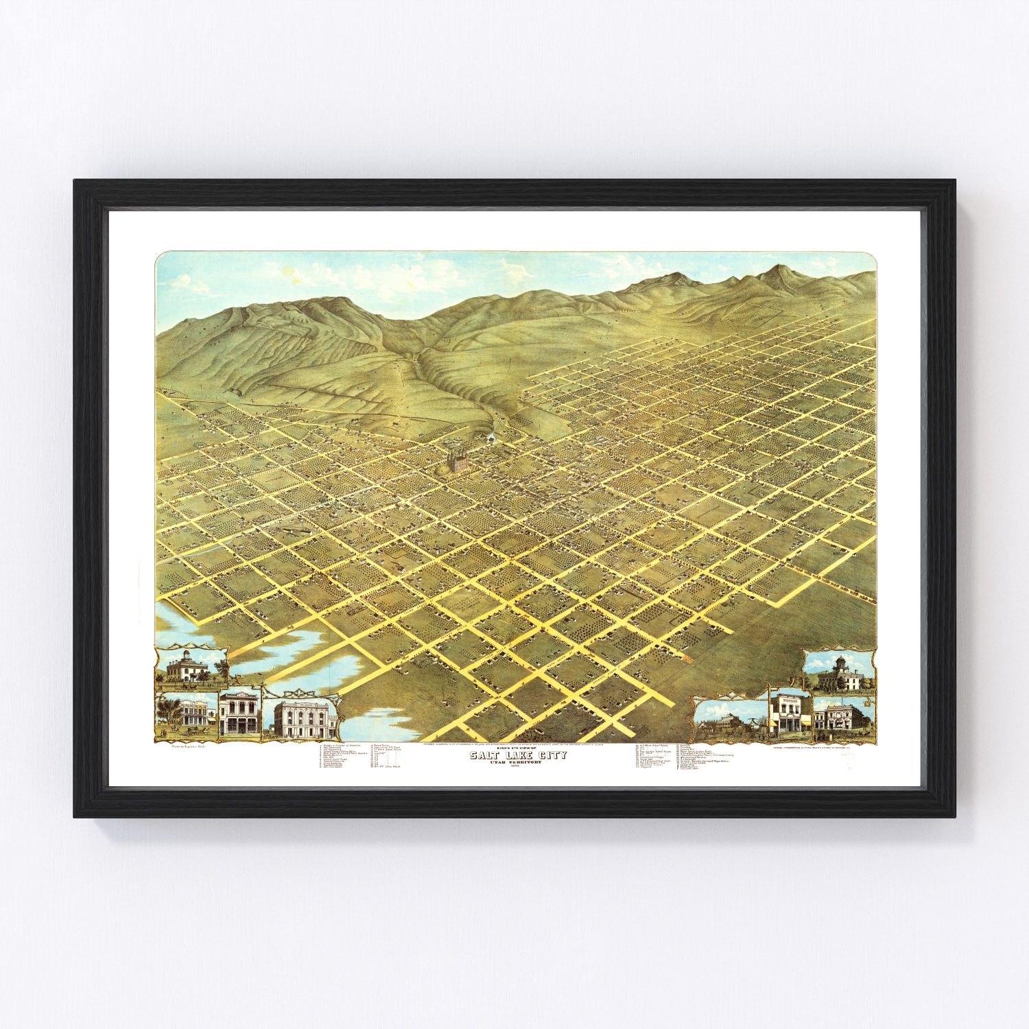 vintage map of Salt Lake City, Utah, 1870