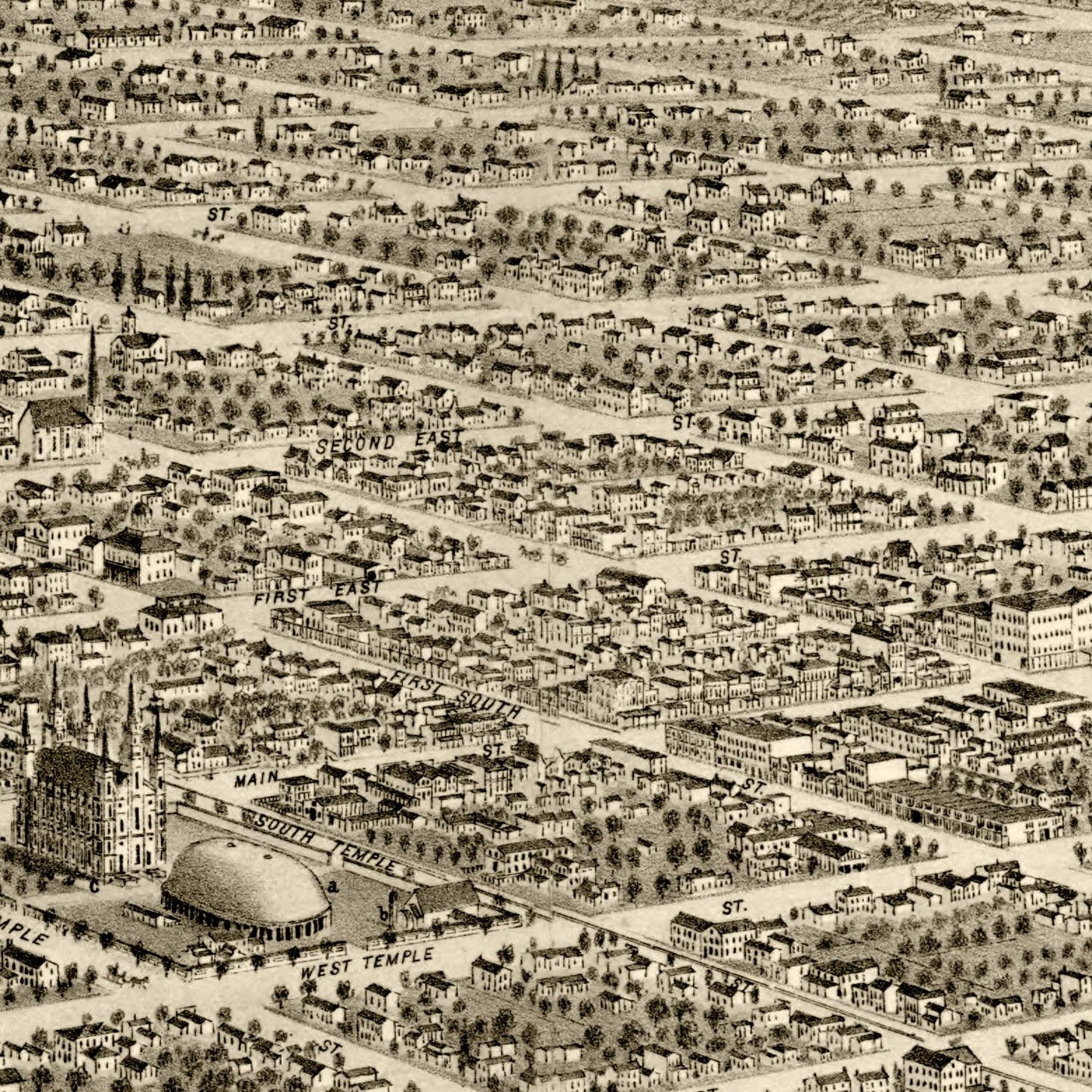 Vintage Map of Salt Lake City, Utah, 1875