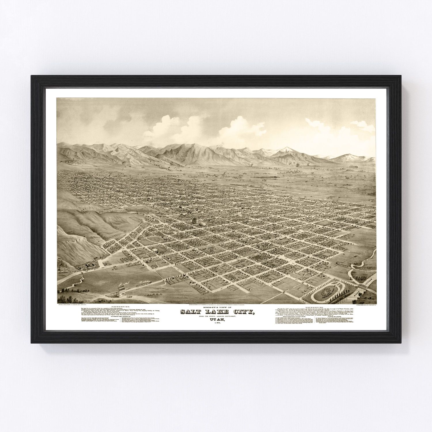 vintage map of Salt Lake City, Utah, 1875