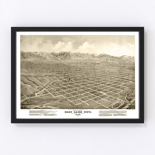 vintage map of Salt Lake City, Utah, 1875