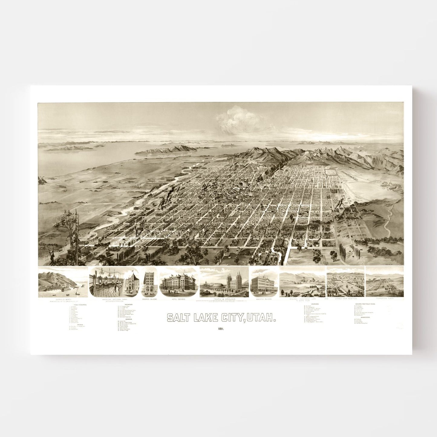Vintage Map of Salt Lake City, Utah, 1891 II