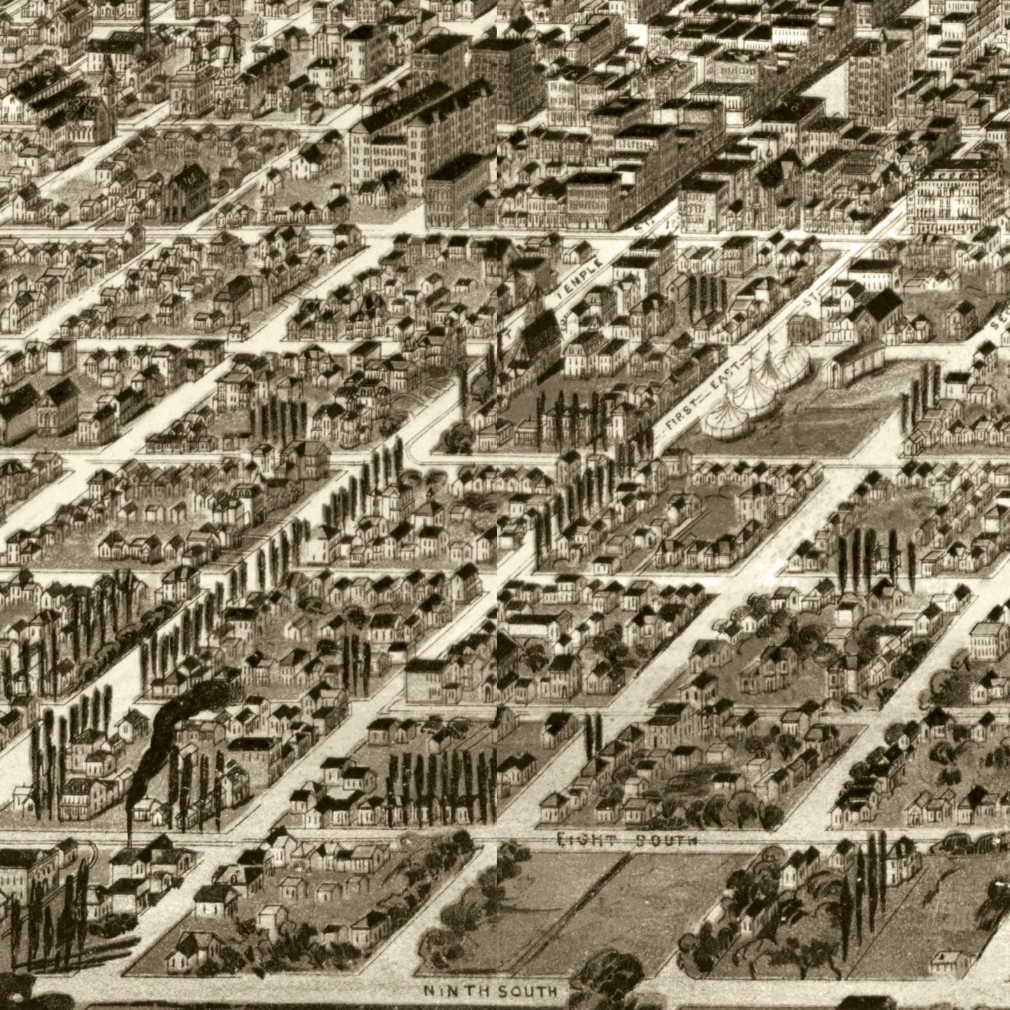 Vintage Map of Salt Lake City, Utah, 1891 II