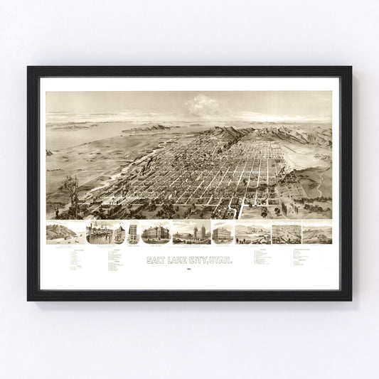 vintage map of Salt Lake City, Utah, 1891
