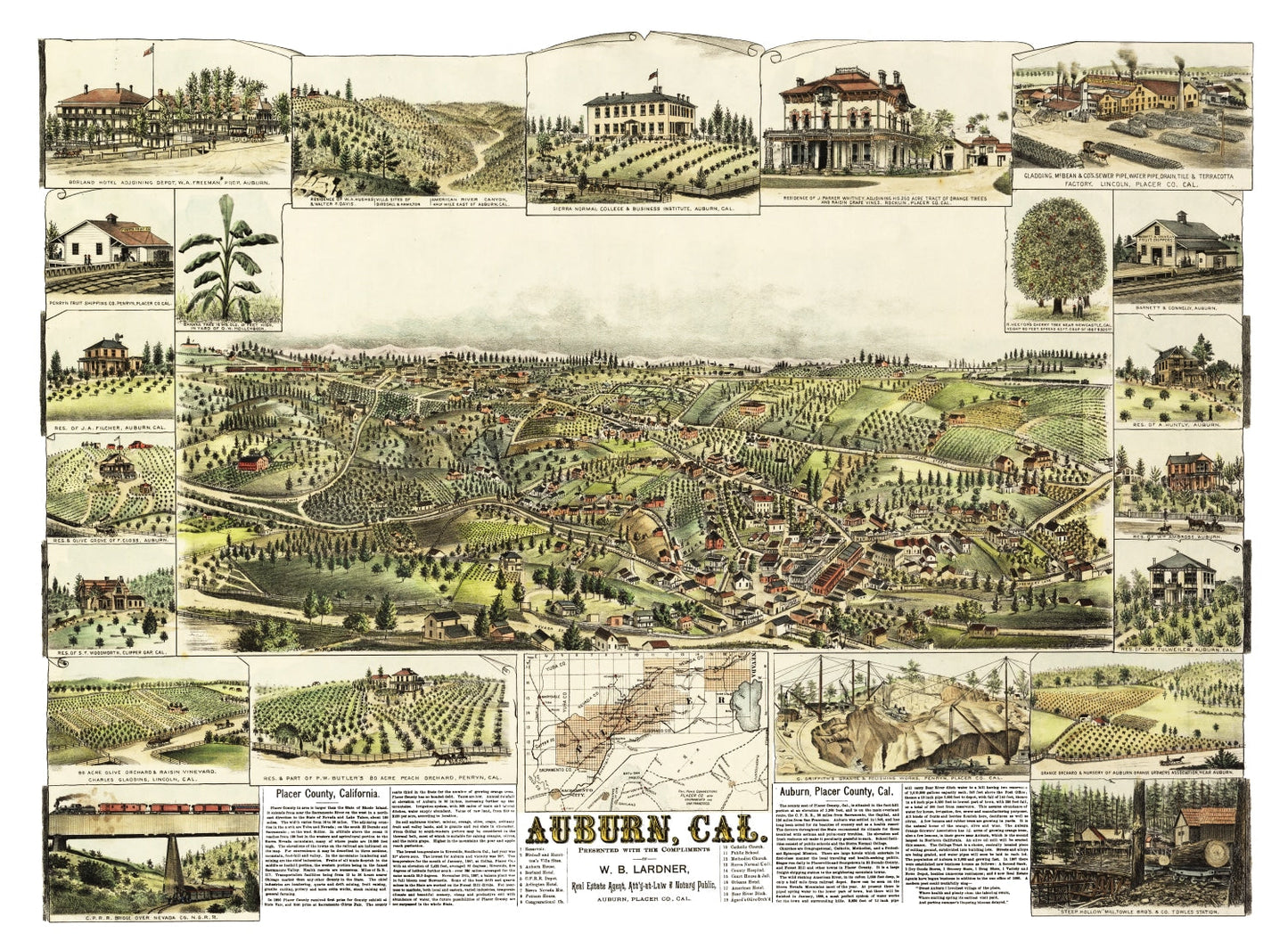 Vintage Map of Auburn, California, 1887 (Sanborn Edition)