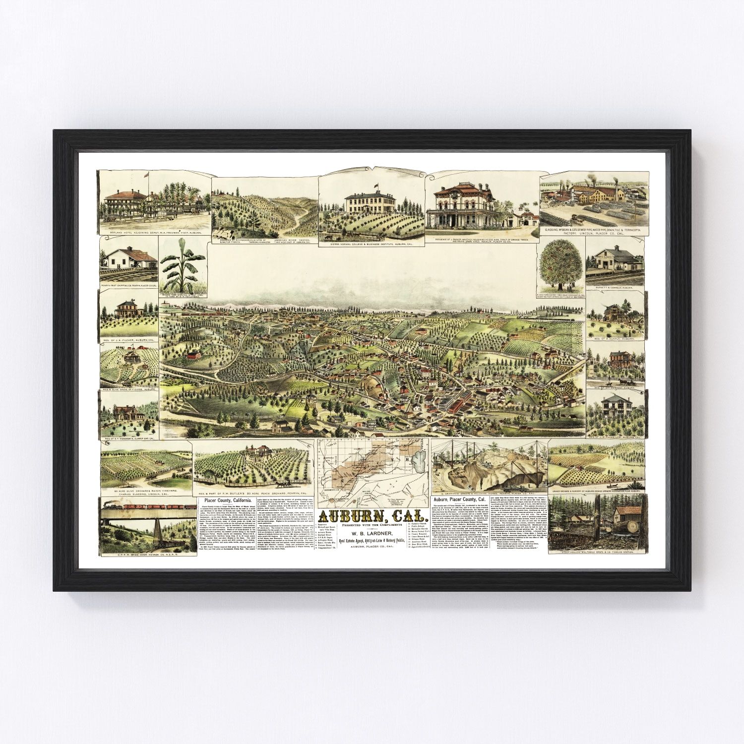 vintage Sanborn map of Auburn, California, 1887, Gold Country