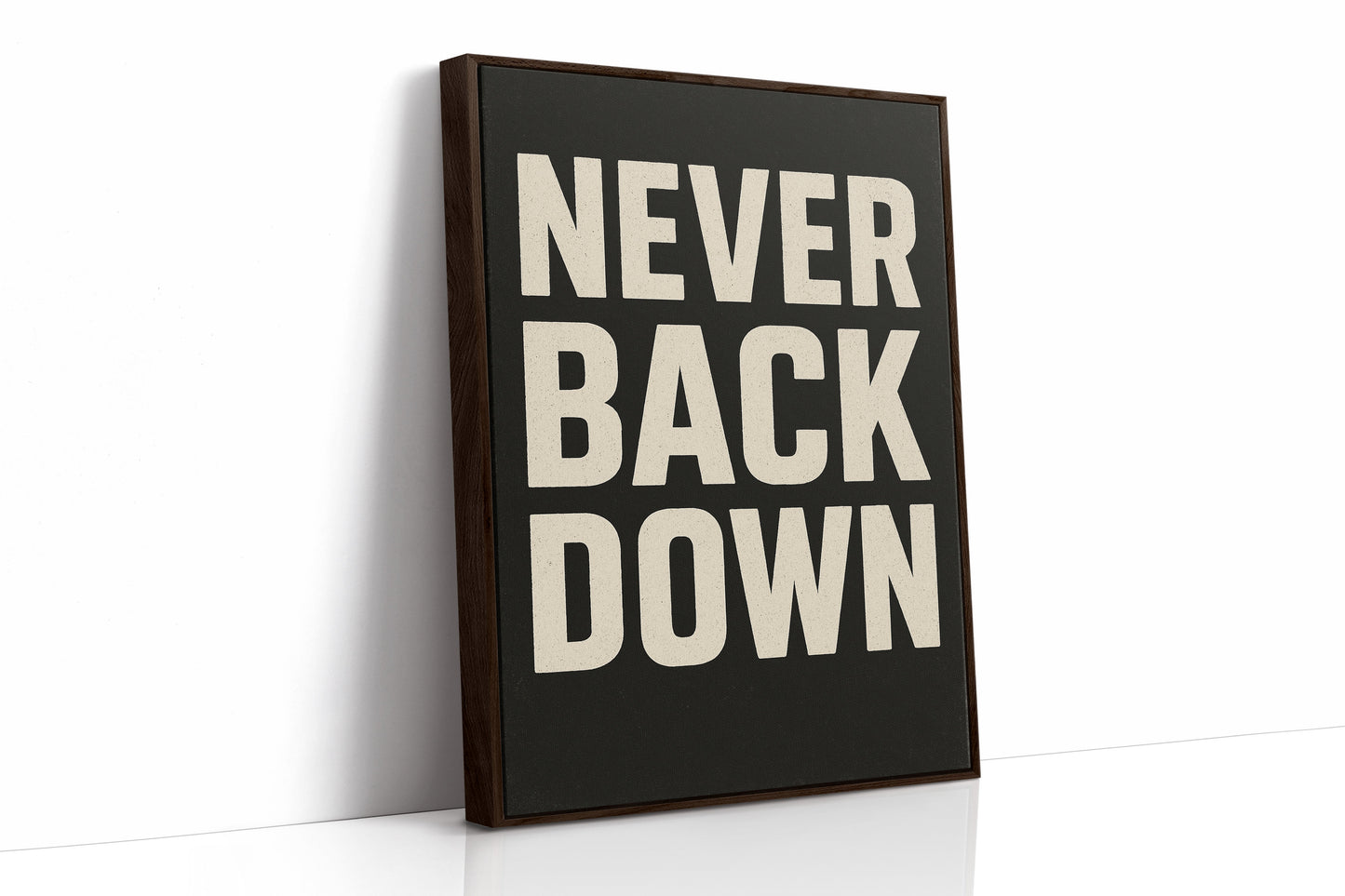 Never Back Down Grit Typography Poster