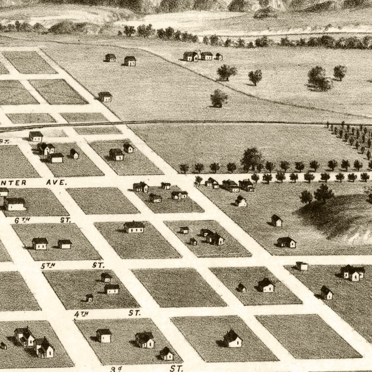 Vintage Map of Azusa, California, 1887