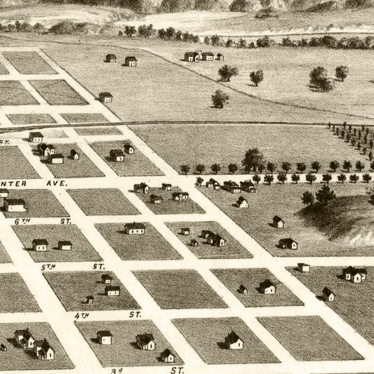 Vintage Map of Azusa, California, 1887