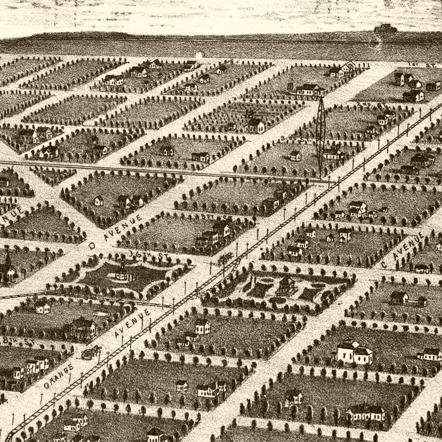 Vintage Map of San Diego, California, 1880
